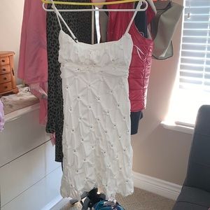 White mesh sleeveless dress with silver sequins